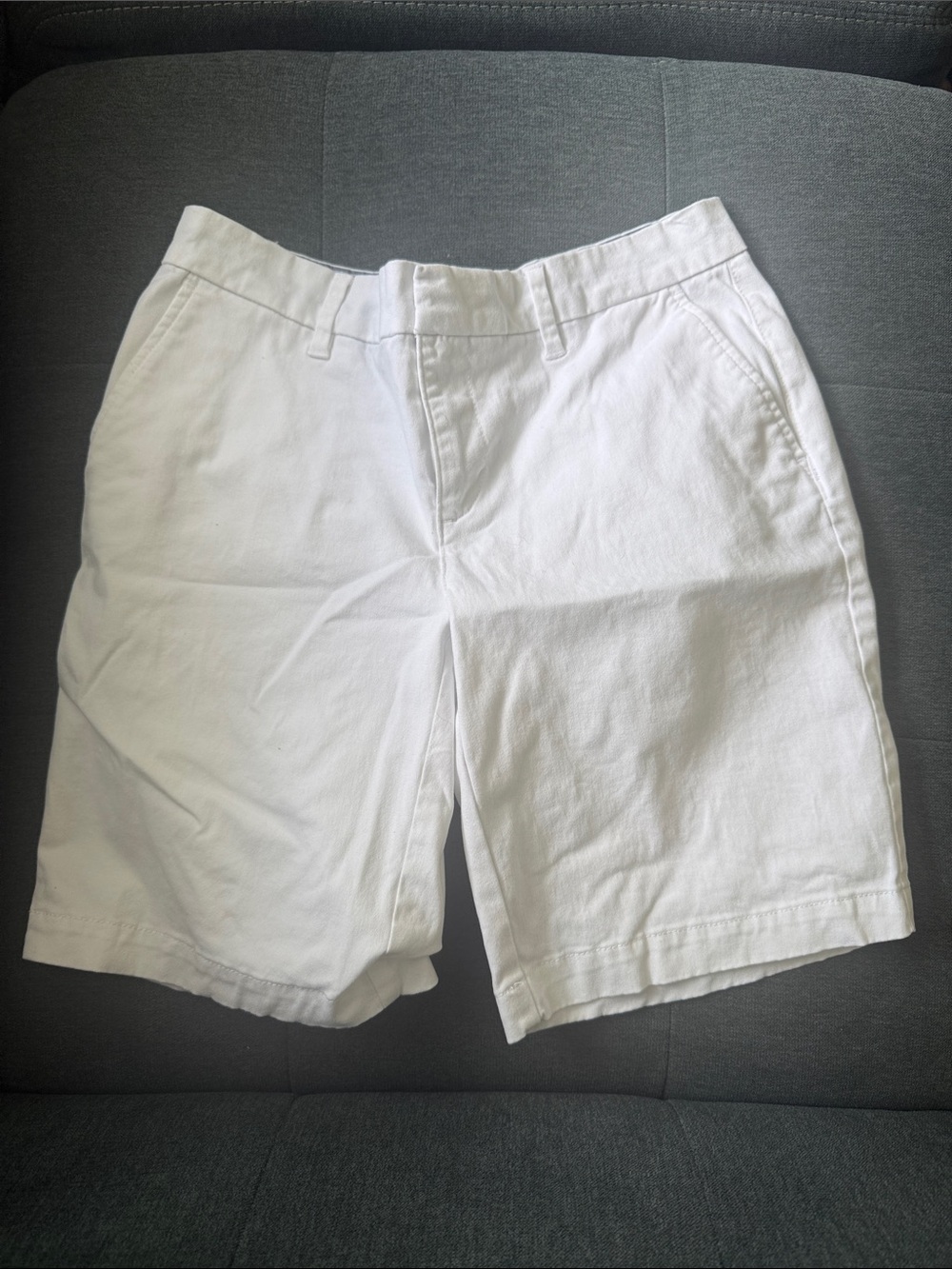 Tommy Hilfiger White Flat-Front Cotton Chino Shorts